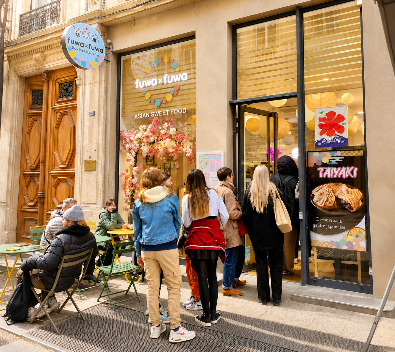 Devanture du salon de thé Fuwa x Fuwa à Lyon